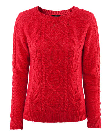 Red Cable-Knit Sweater - 29Secrets