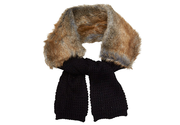 Indigo Textured Knit Fur Wrap