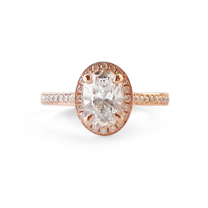 rose gold oval engagement ring