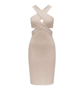 KKEverNew_Jana Mesh Spliced Dress in Peach_$229.99