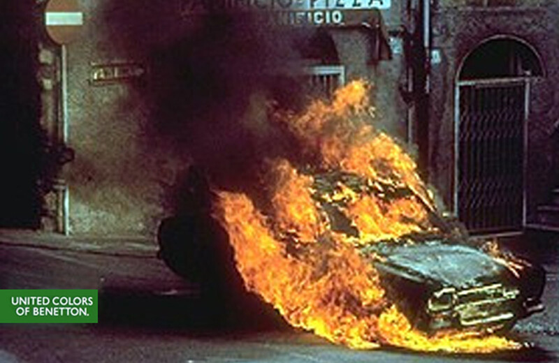 A Look Back At Benetton’s Most Controversial Advertising Campaigns - Burning Car