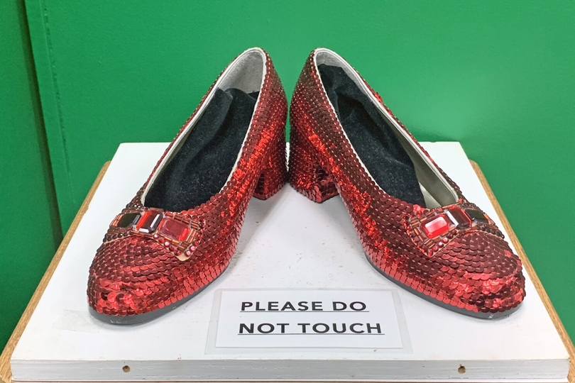THE STORY OF Dorothy's Ruby Slippers From The Wizard Of Oz - ruby slippers at the Judy Garland Museum