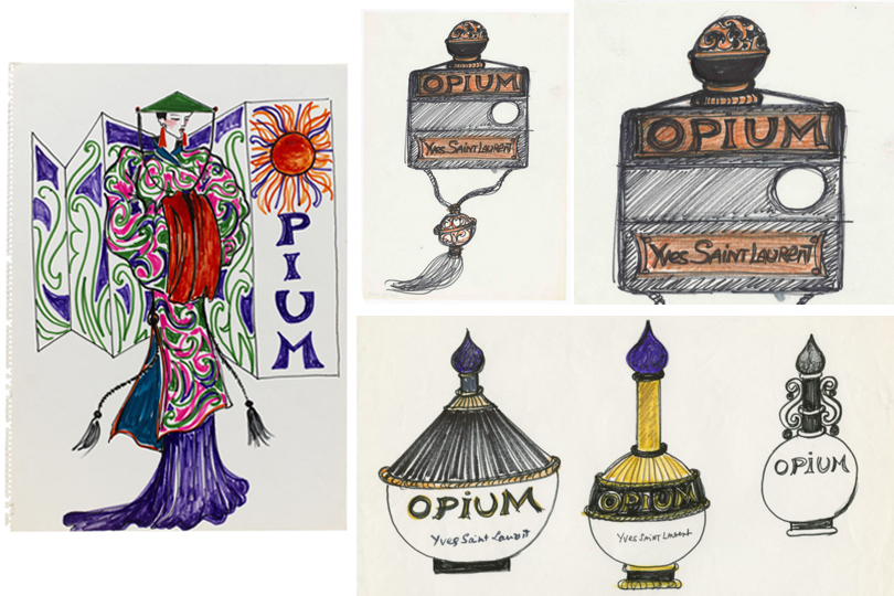 THE STORY OF: Yves Saint Laurent’s Opium Perfume - 1977 Sketches by Mr. Saint Laurent