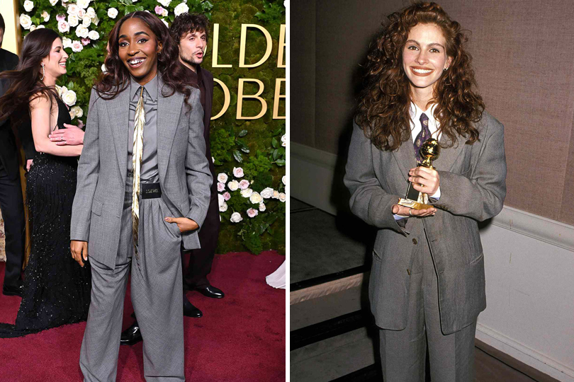 Ayo Edebiri Channeled An Iconic Julia Roberts '90s Red Carpet Look At The 2025 Golden Globes