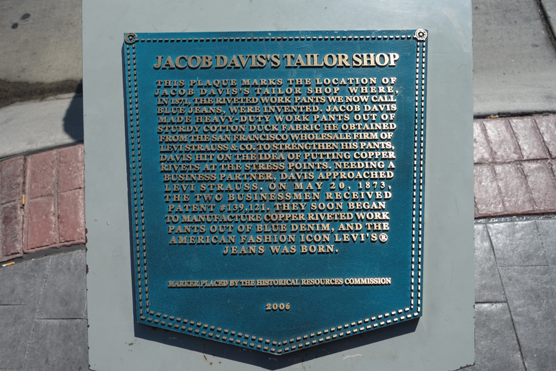 The STORY OF: Levi's Jeans - Jacob Davis Tailor Shop Plaque
