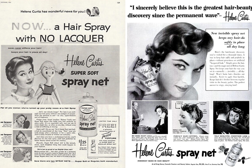 THE STORY OF Hairspray - Early Helene Curtis Spray Net ads