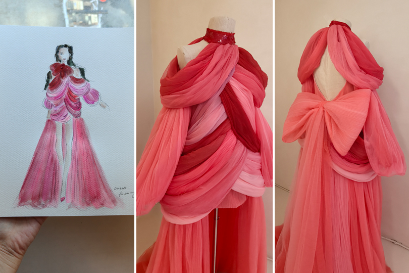 An Inside Look At 'Etalk' Anchor Lainey Lui's Bespoke Oscar Gown By Canadian Brand OUMA Atelier