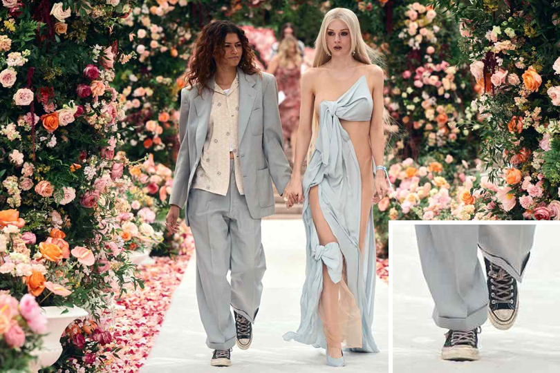 Every Outrageous Outfit From Nate and Cassie Wedding On Euphoria - Rue's oversized suit with Converse