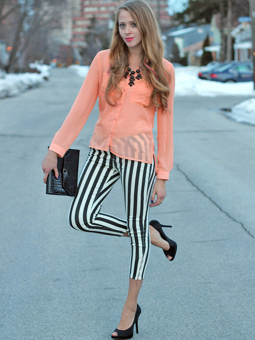 tops to go with black and white striped trousers