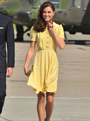 Kate Middleton Wearing Pastel Yellow Dress